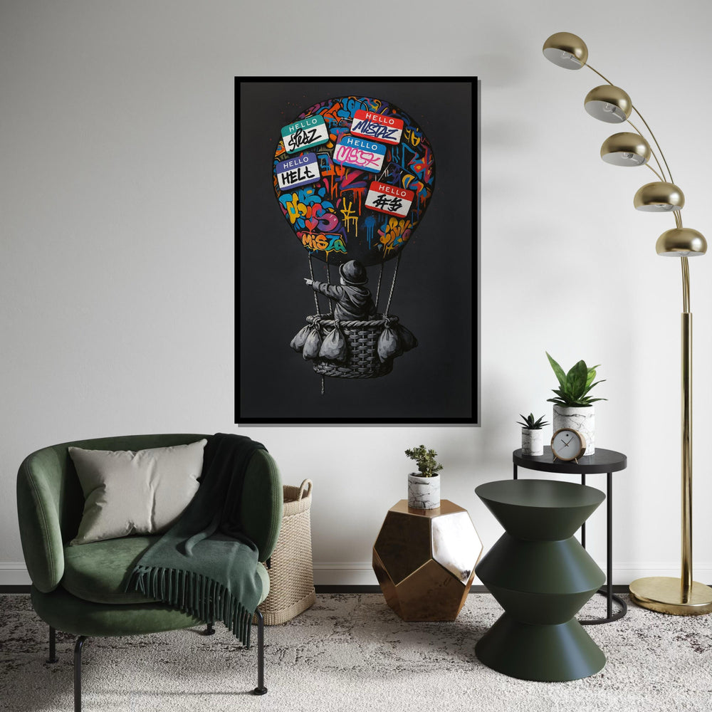 Graffiti Balloon Canvas, Street Art Hot Air Balloon, Urban Art Print, Wall Art Canvas Design, Ready To Hang Decoration