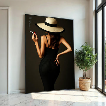 Glamour Lady Canvas, Elegant Woman with Hat, Chic Wall Art, Fashion Poster, Wall Art Canvas Design, Ready to Hang Decoration