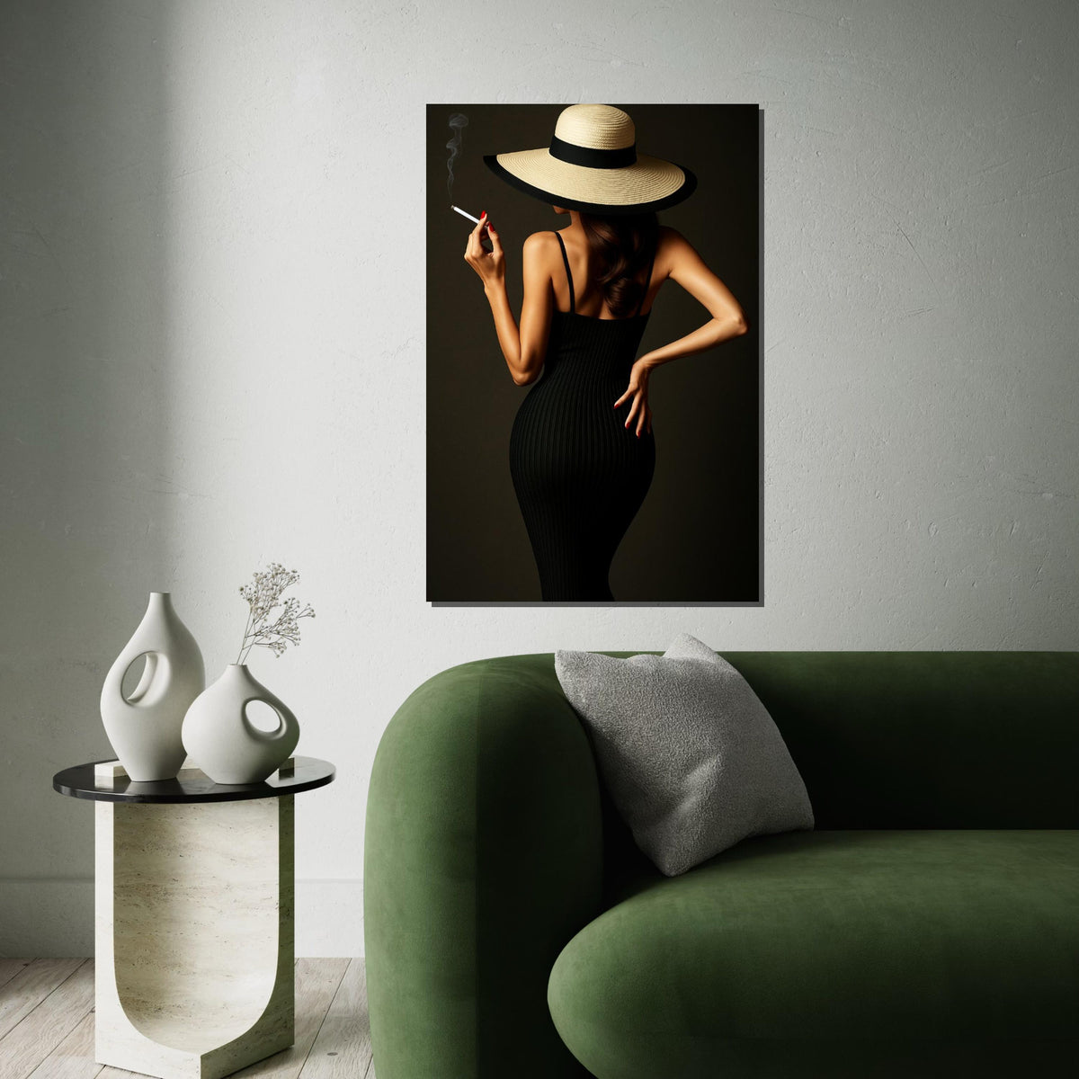 Glamour Lady Canvas, Elegant Woman with Hat, Chic Wall Art, Fashion Poster, Wall Art Canvas Design, Ready to Hang Decoration