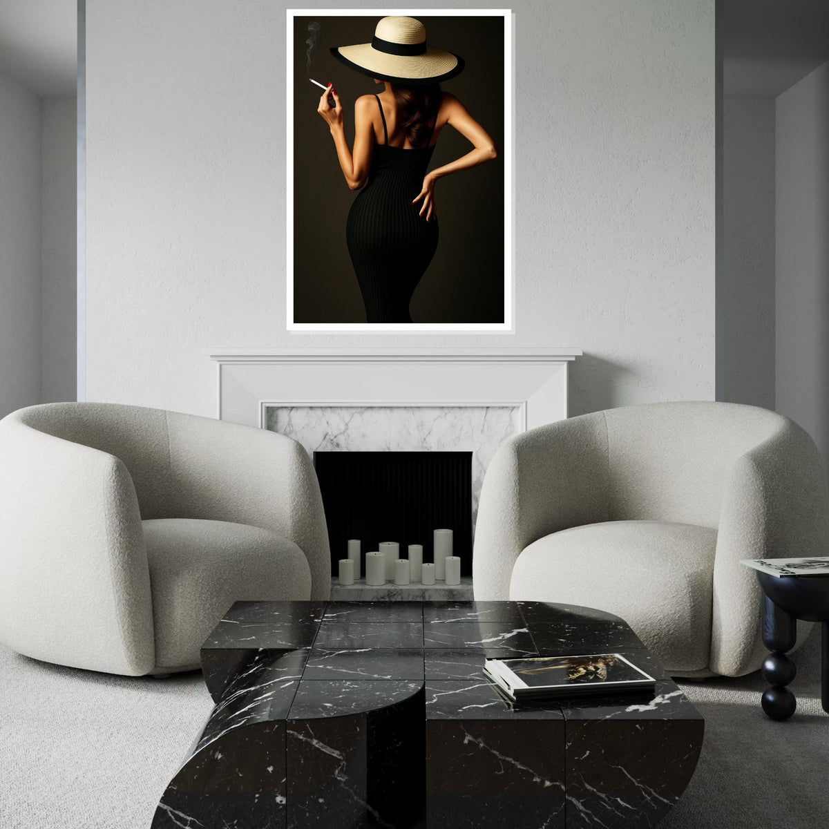 Glamour Lady Canvas, Elegant Woman with Hat, Chic Wall Art, Fashion Poster, Wall Art Canvas Design, Ready to Hang Decoration