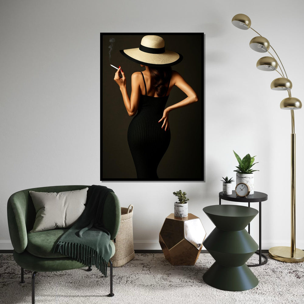 Glamour Lady Canvas, Elegant Woman with Hat, Chic Wall Art, Fashion Poster, Wall Art Canvas Design, Ready to Hang Decoration