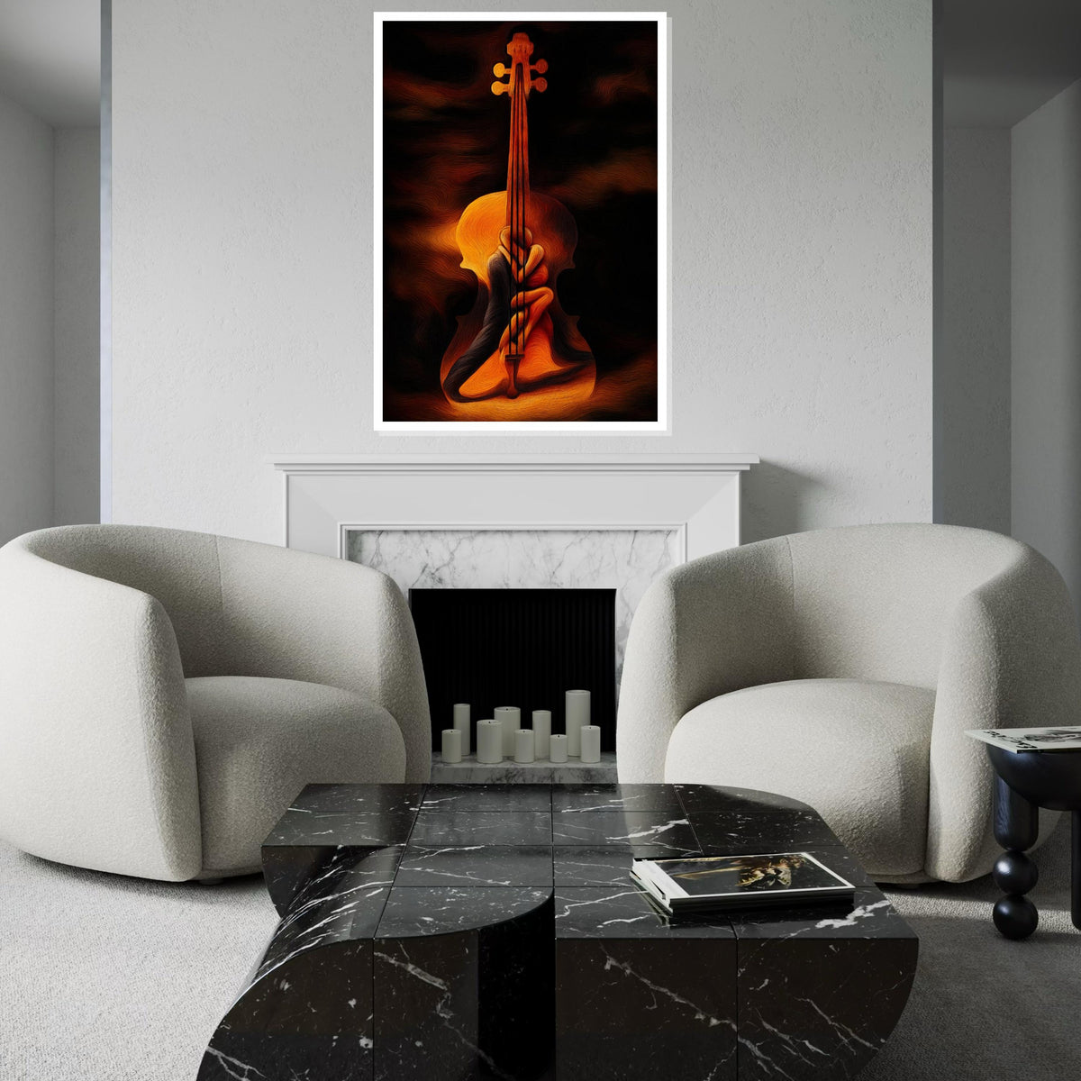 Abstract Violin Lovers Canvas, Surreal Couple Art, Embrace Wall Print, Romantic Wall Art Canvas Design, Ready To Hang Decoration