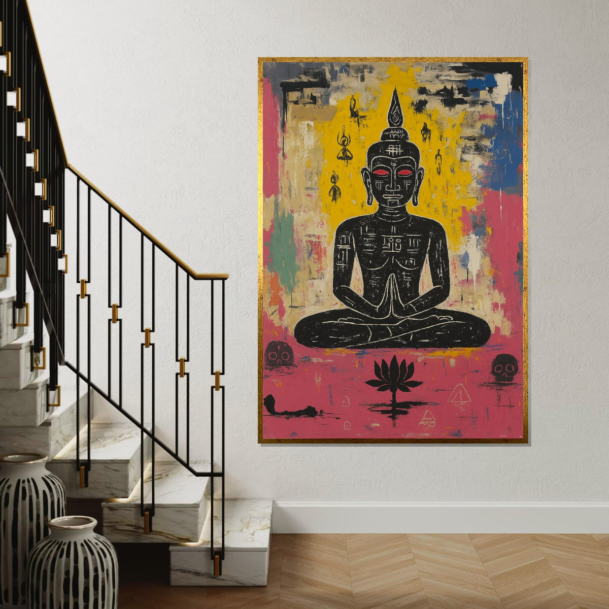 Zen Meditation Canvas, Buddha Wall Art, Spiritual Art Print, Lotus Poster, Wall Art Canvas Design, Ready To Hang Decoration