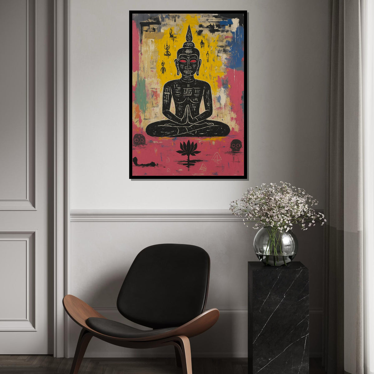 Zen Meditation Canvas, Buddha Wall Art, Spiritual Art Print, Lotus Poster, Wall Art Canvas Design, Ready To Hang Decoration