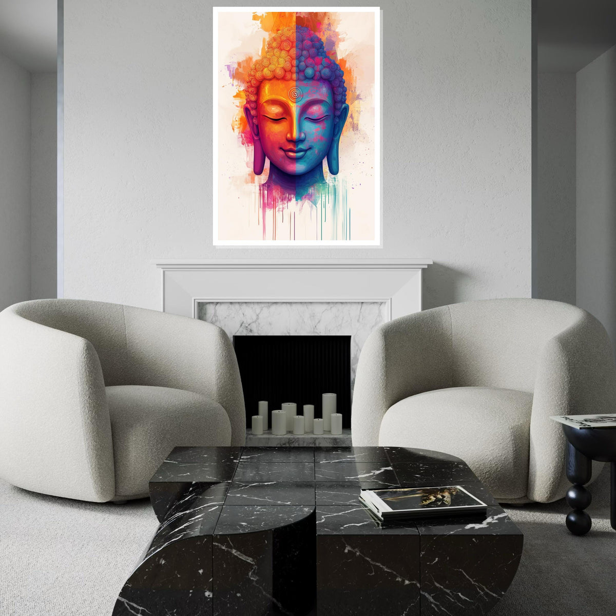 Colorful Buddha Canvas, Multicolor Buddha Art, Spiritual Wall Art, Zen Canvas Design, Peaceful Room Decor, Ready to Hang Meditation Art