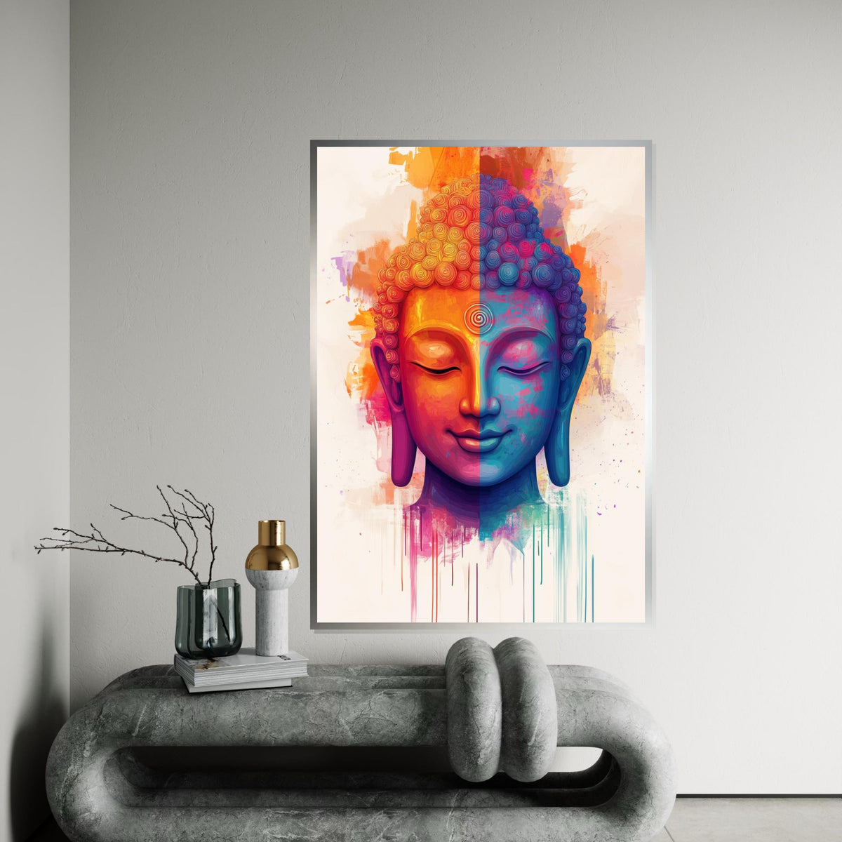 Colorful Buddha Canvas, Multicolor Buddha Art, Spiritual Wall Art, Zen Canvas Design, Peaceful Room Decor, Ready to Hang Meditation Art