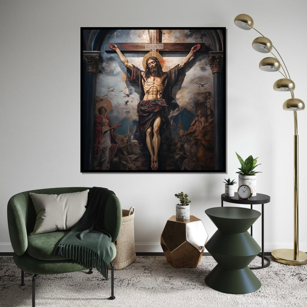 Crucifixion Canvas Art, Religious Wall Art, Jesus on Cross Print, Spiritual Decor, Wall Art Canvas Design, Ready to Hang Decoration