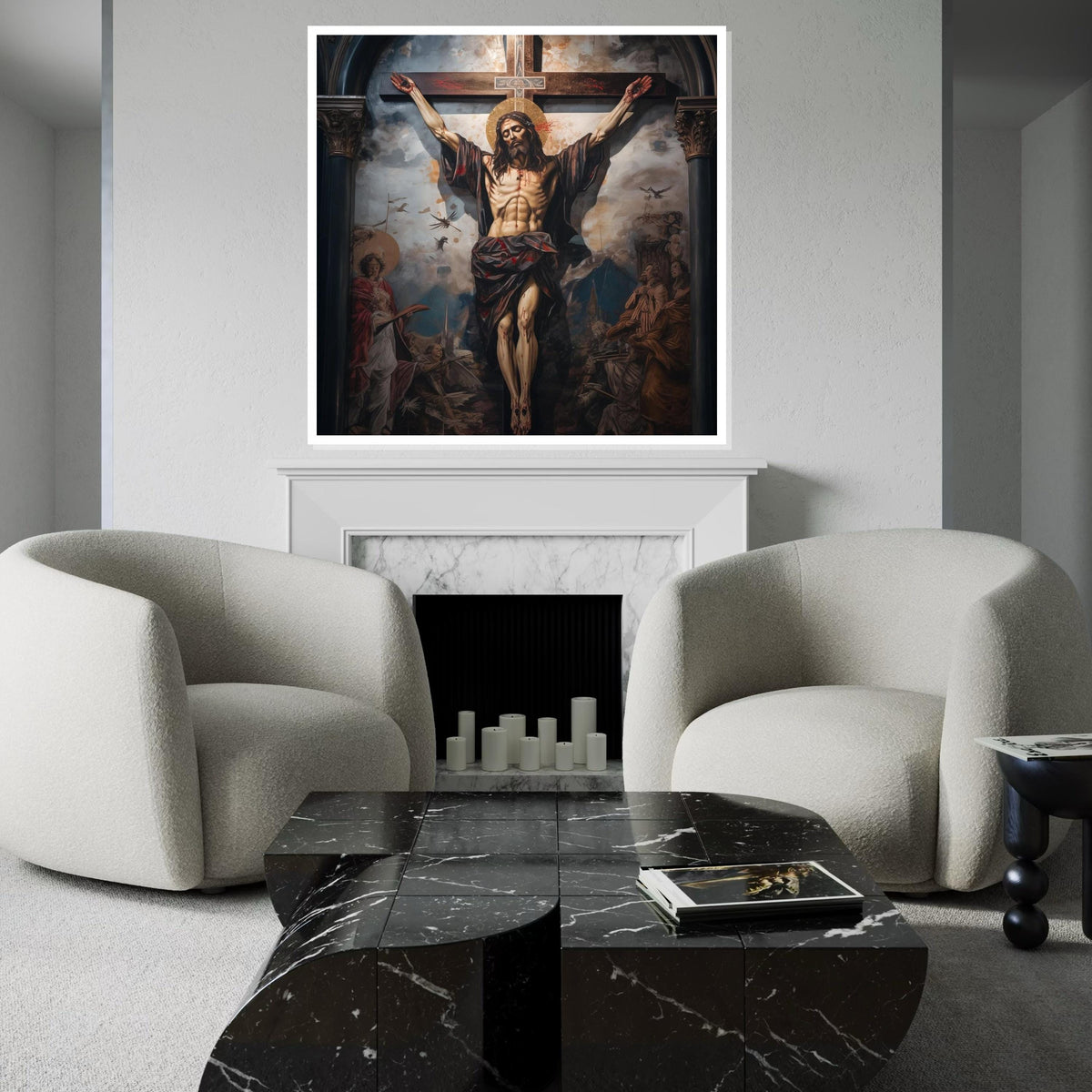 Crucifixion Canvas Art, Religious Wall Art, Jesus on Cross Print, Spiritual Decor, Wall Art Canvas Design, Ready to Hang Decoration