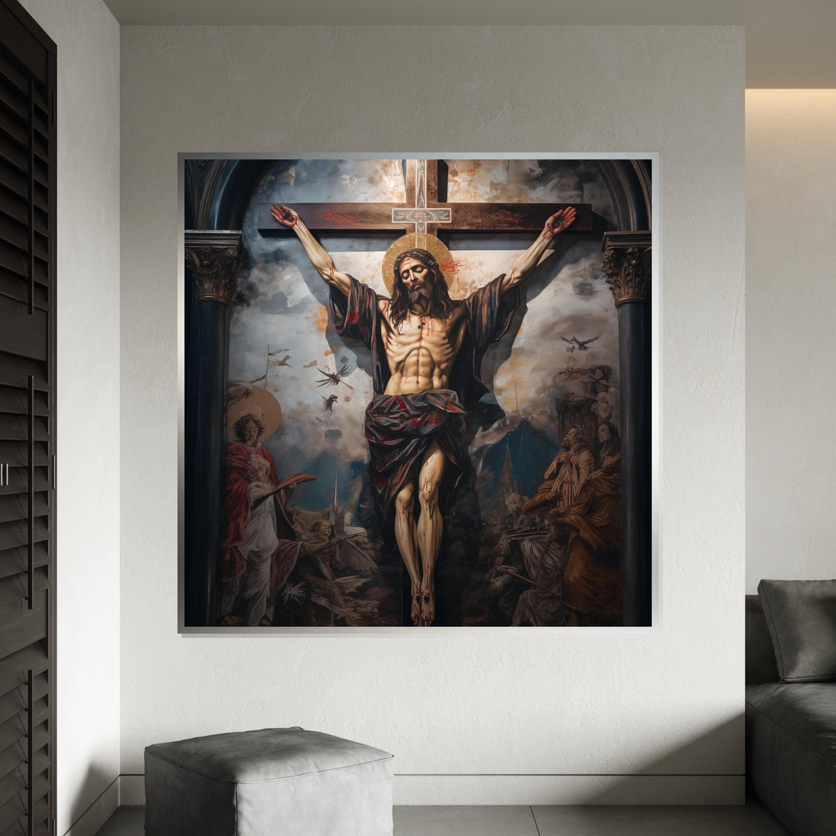 Crucifixion Canvas Art, Religious Wall Art, Jesus on Cross Print, Spiritual Decor, Wall Art Canvas Design, Ready to Hang Decoration