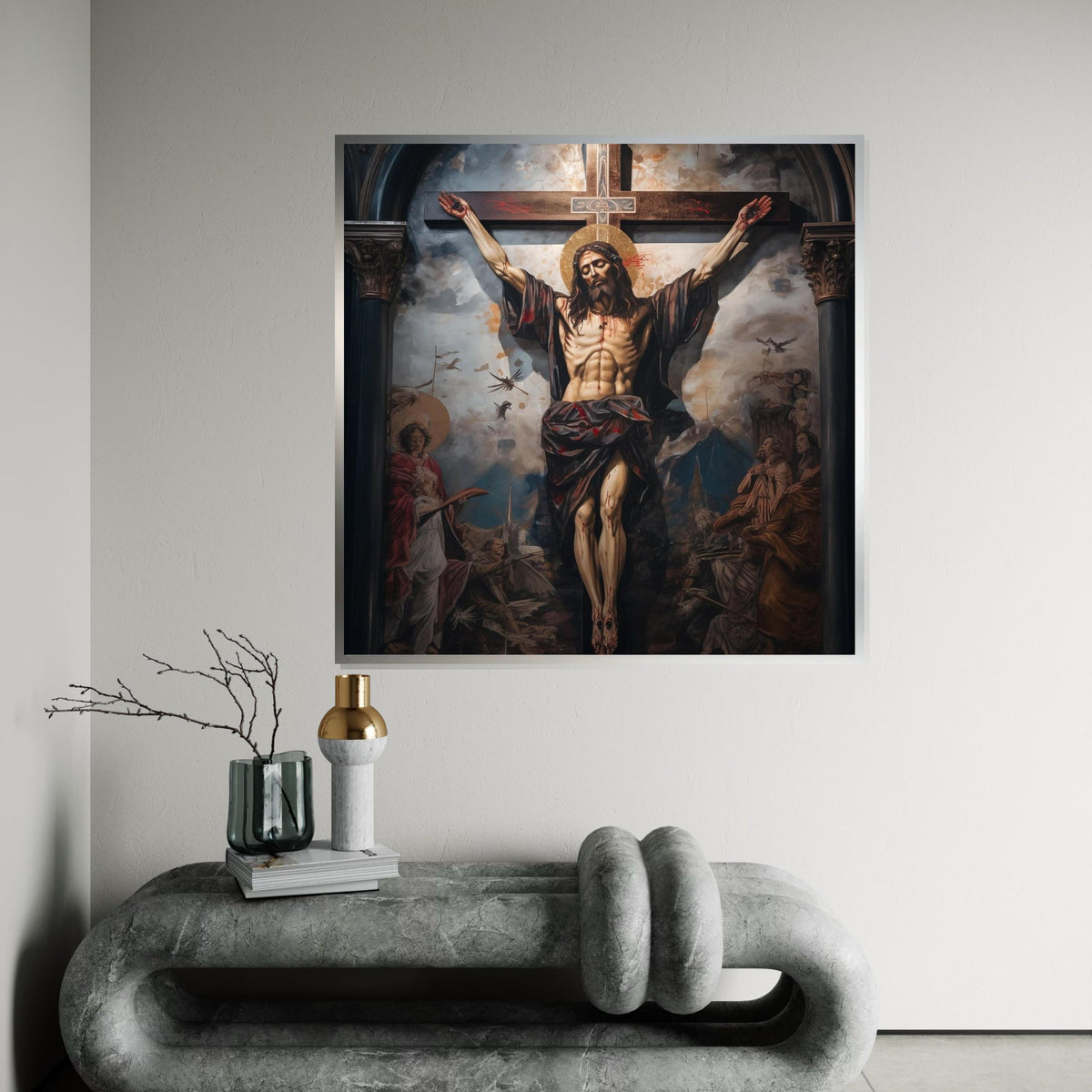 Crucifixion Canvas Art, Religious Wall Art, Jesus on Cross Print, Spiritual Decor, Wall Art Canvas Design, Ready to Hang Decoration