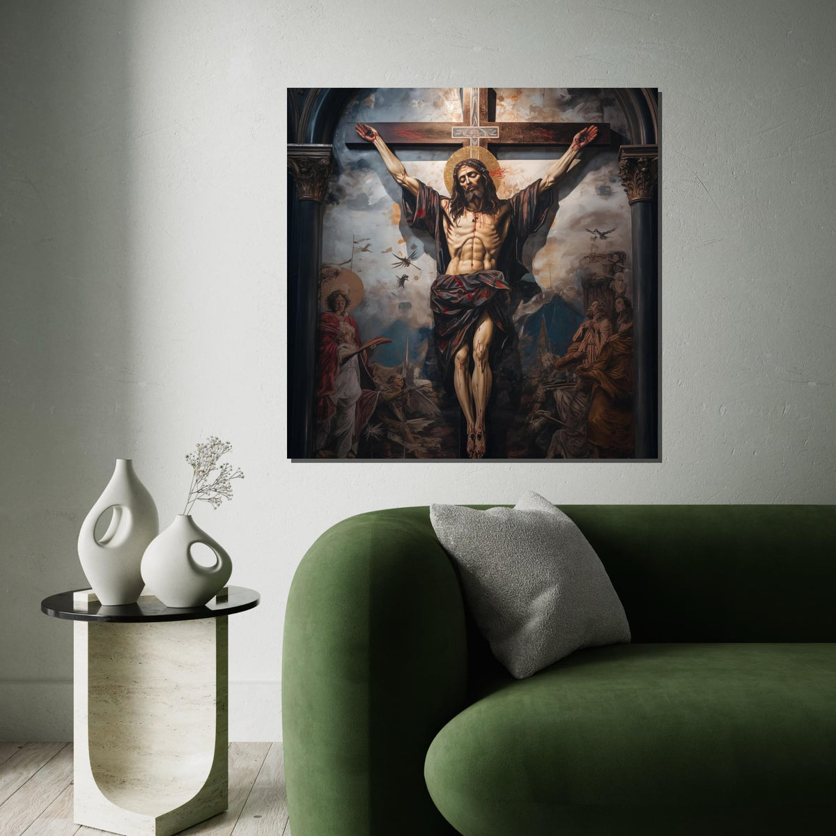 Crucifixion Canvas Art, Religious Wall Art, Jesus on Cross Print, Spiritual Decor, Wall Art Canvas Design, Ready to Hang Decoration