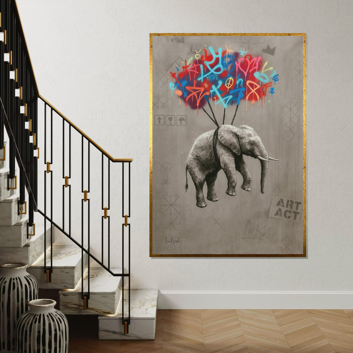 Graffiti Elephant Canvas, Colorful Graffiti Art, Elephant Wall Art, Creative Canvas Design, Ready to Hang Decoration, Elephant Poster