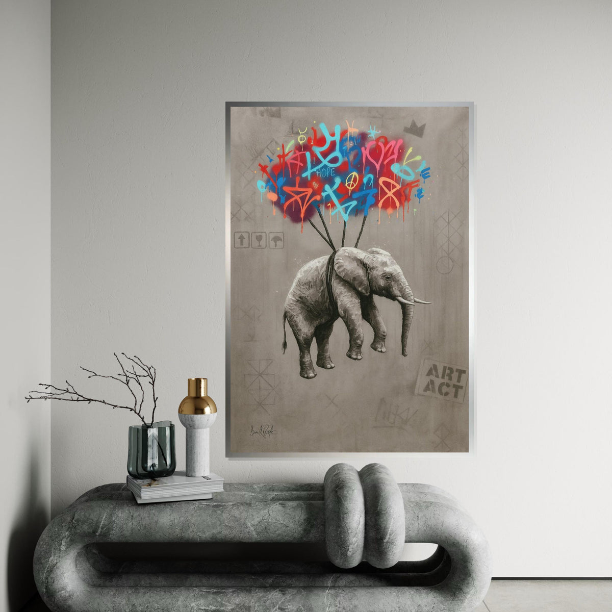 Graffiti Elephant Canvas, Colorful Graffiti Art, Elephant Wall Art, Creative Canvas Design, Ready to Hang Decoration, Elephant Poster