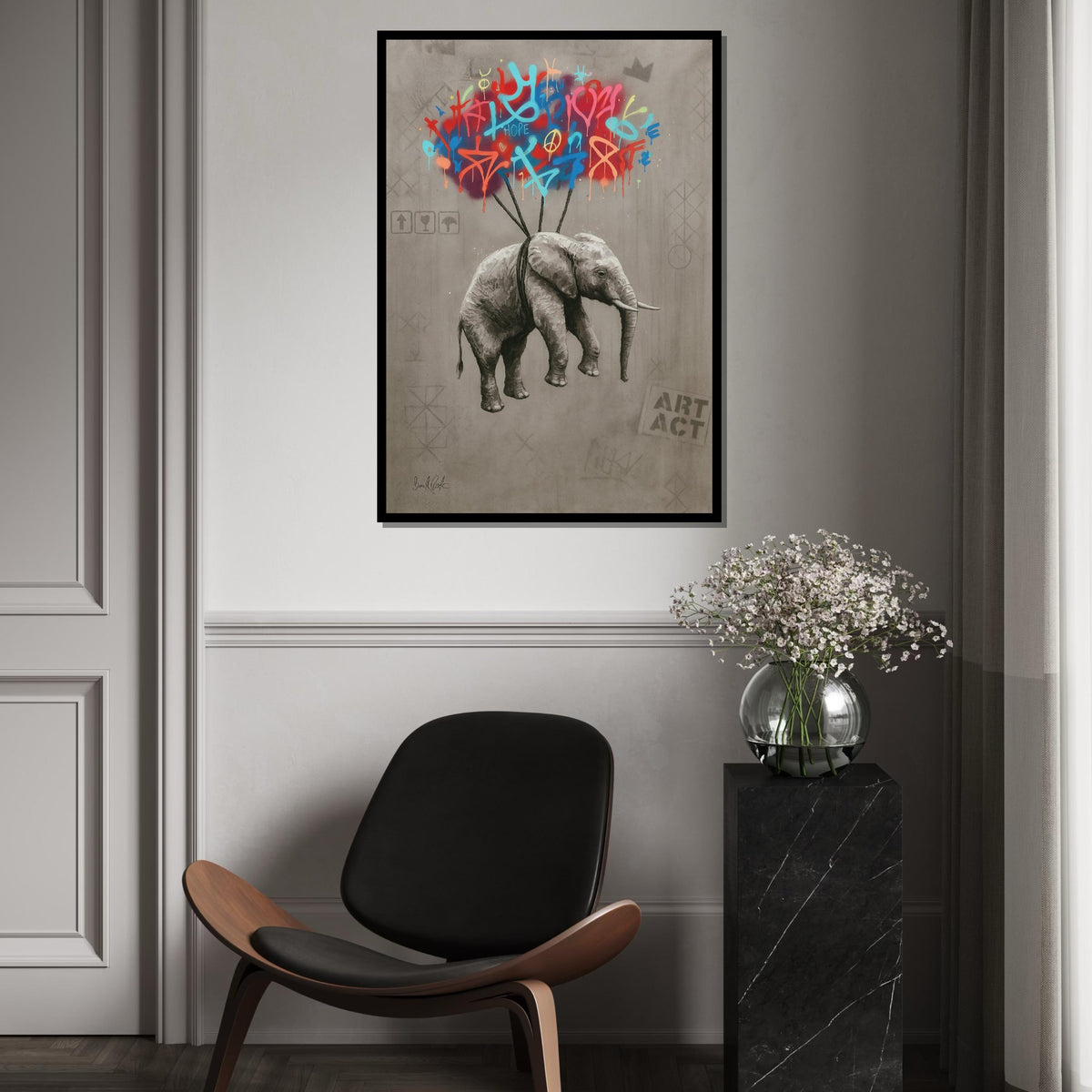 Graffiti Elephant Canvas, Colorful Graffiti Art, Elephant Wall Art, Creative Canvas Design, Ready to Hang Decoration, Elephant Poster