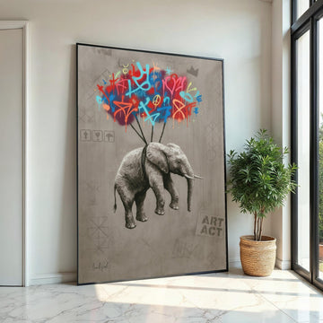Graffiti Elephant Canvas, Colorful Graffiti Art, Elephant Wall Art, Creative Canvas Design, Ready to Hang Decoration, Elephant Poster