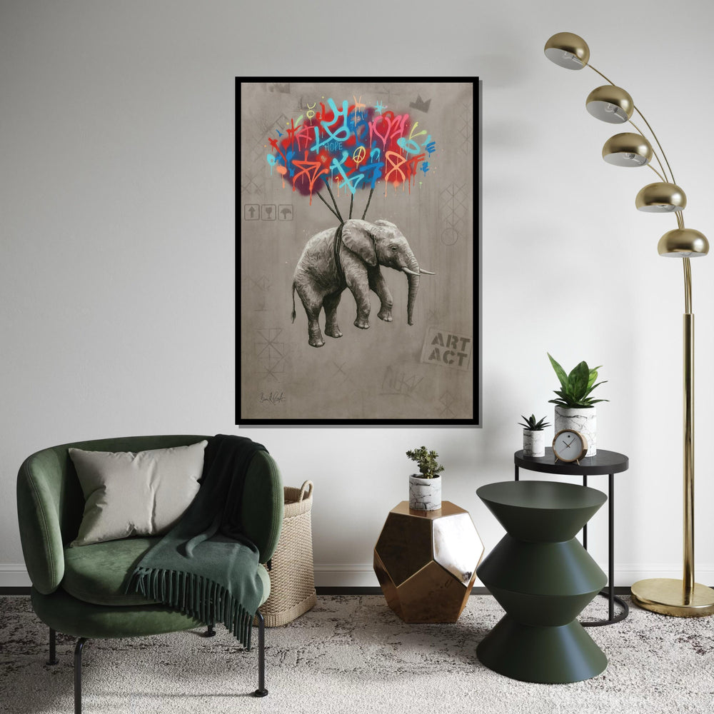 Graffiti Elephant Canvas, Colorful Graffiti Art, Elephant Wall Art, Creative Canvas Design, Ready to Hang Decoration, Elephant Poster