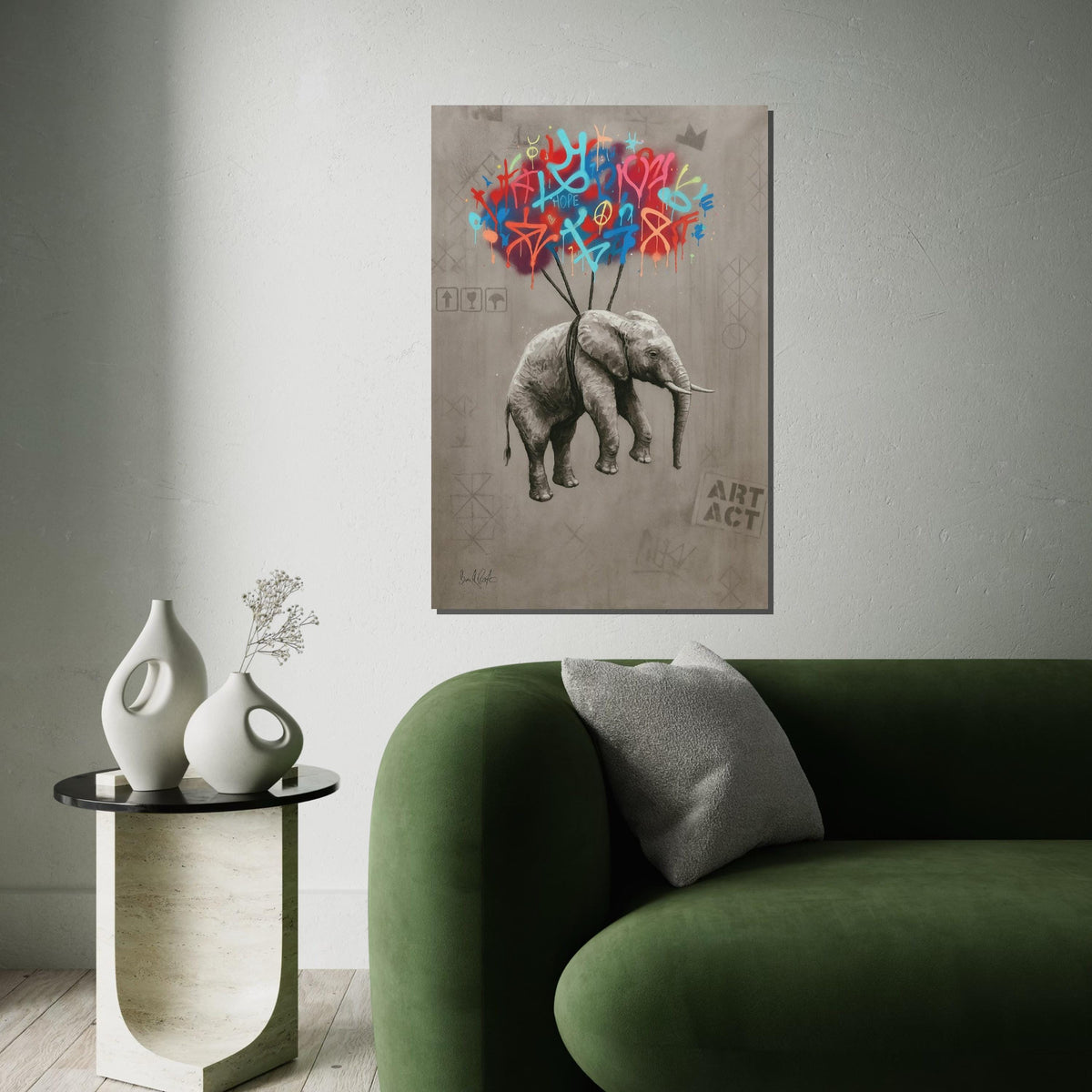 Graffiti Elephant Canvas, Colorful Graffiti Art, Elephant Wall Art, Creative Canvas Design, Ready to Hang Decoration, Elephant Poster