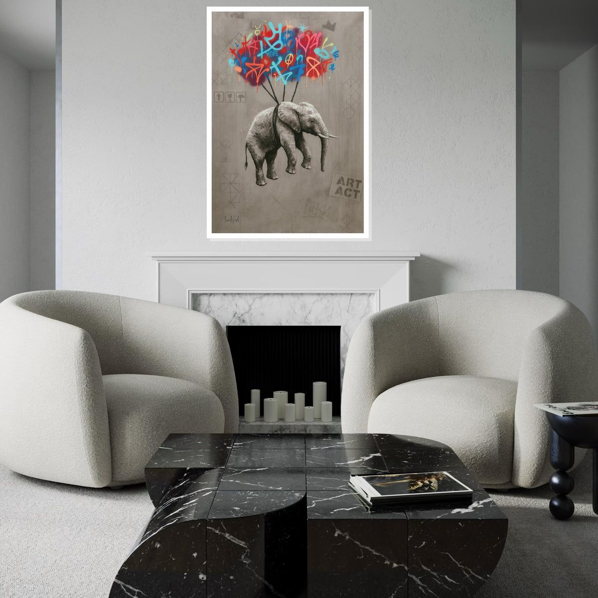 Graffiti Elephant Canvas, Colorful Graffiti Art, Elephant Wall Art, Creative Canvas Design, Ready to Hang Decoration, Elephant Poster