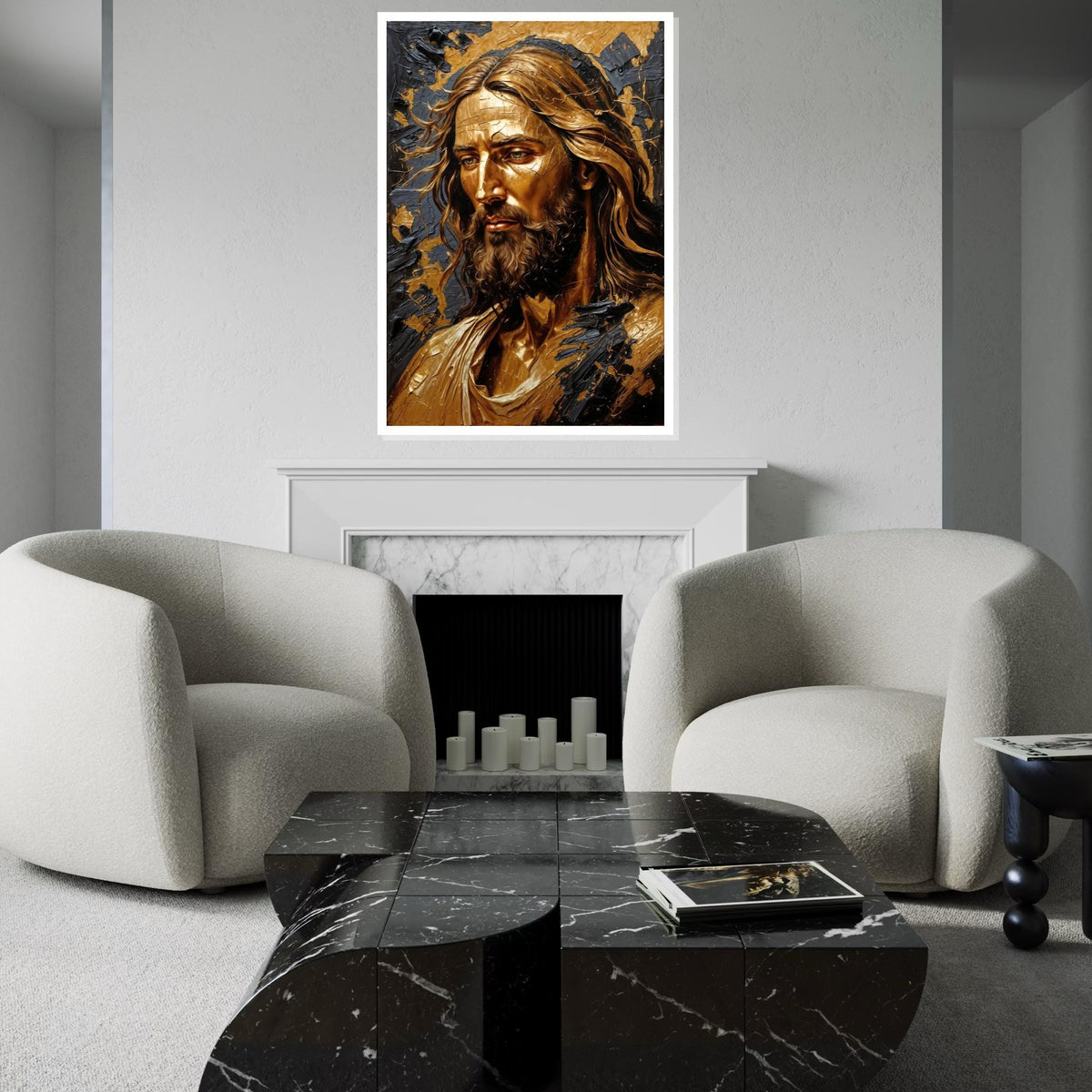 Golden Savior, Jesus Wall Art, Jesus Christ Canvas, Religious Art, Wall Art Canvas Design, Ready To Hang Decoration, Elegant Canvas