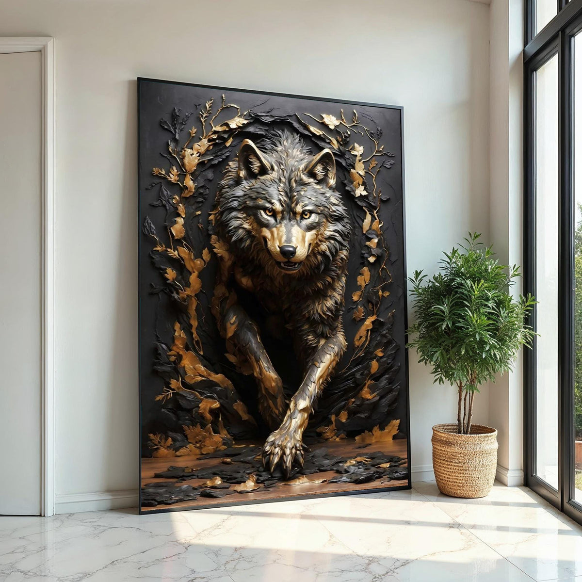 Majestic Wolf Canvas Art, Wild Animal Wall Print, Fierce Wolf Design, Wall Art Canvas Decor, Ready to Hang Nature Poster