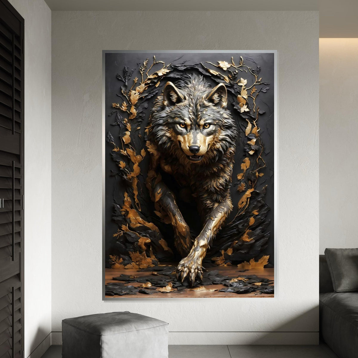 Majestic Wolf Canvas Art, Wild Animal Wall Print, Fierce Wolf Design, Wall Art Canvas Decor, Ready to Hang Nature Poster