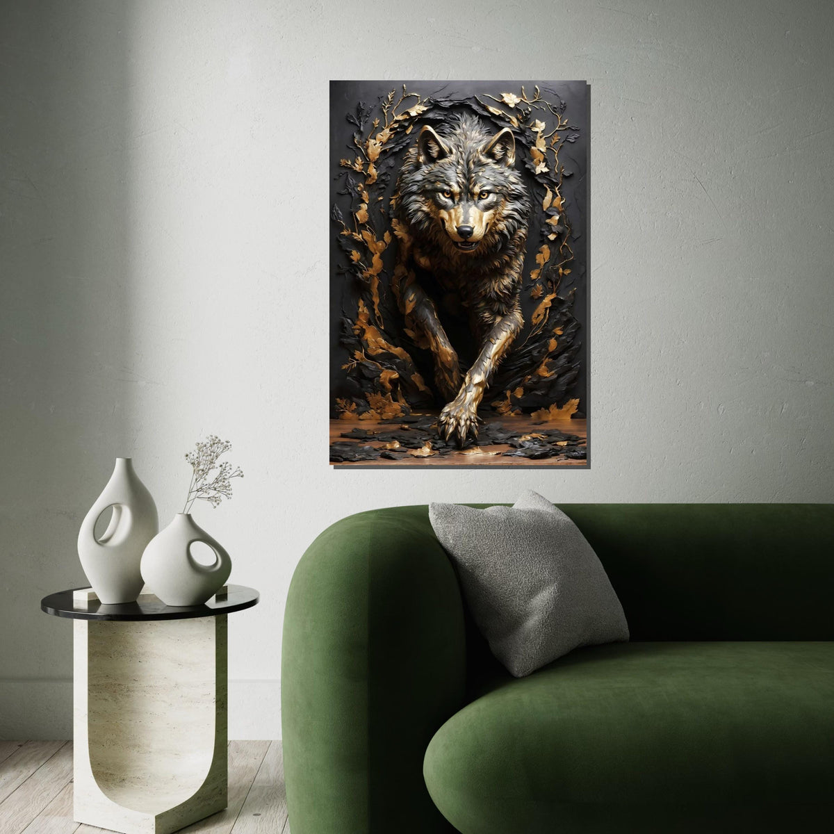 Majestic Wolf Canvas Art, Wild Animal Wall Print, Fierce Wolf Design, Wall Art Canvas Decor, Ready to Hang Nature Poster
