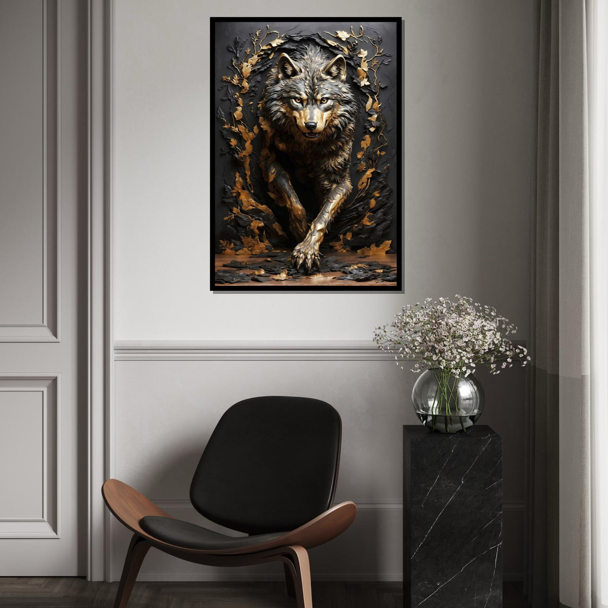 Majestic Wolf Canvas Art, Wild Animal Wall Print, Fierce Wolf Design, Wall Art Canvas Decor, Ready to Hang Nature Poster