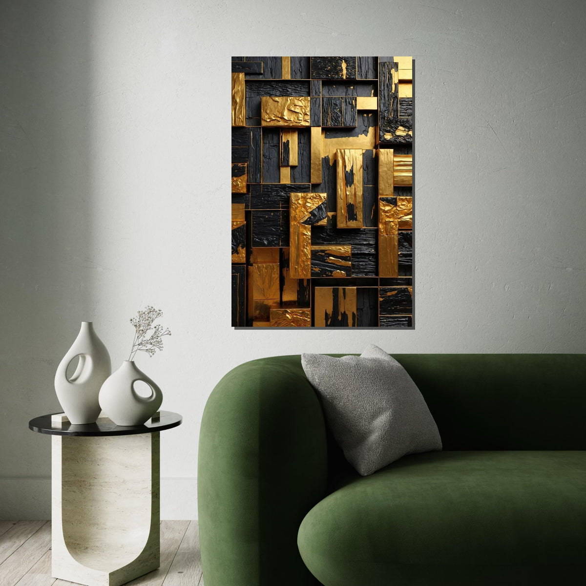 Gold and Black Geometric Canvas Art, Abstract Wall Art, Textured Design, Modern Art Canvas, Wall Decor, Ready to Hang Decoration