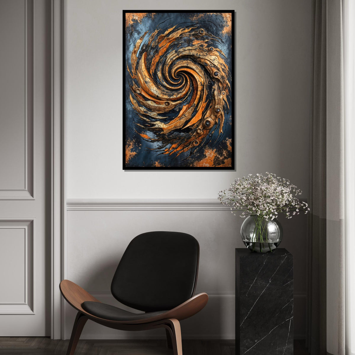 Abstract Swirl Canvas, Spiral Art Print, Textured Wall Art, Surreal Canvas Design, Ready To Hang Home Decor, Modern Abstract Painting