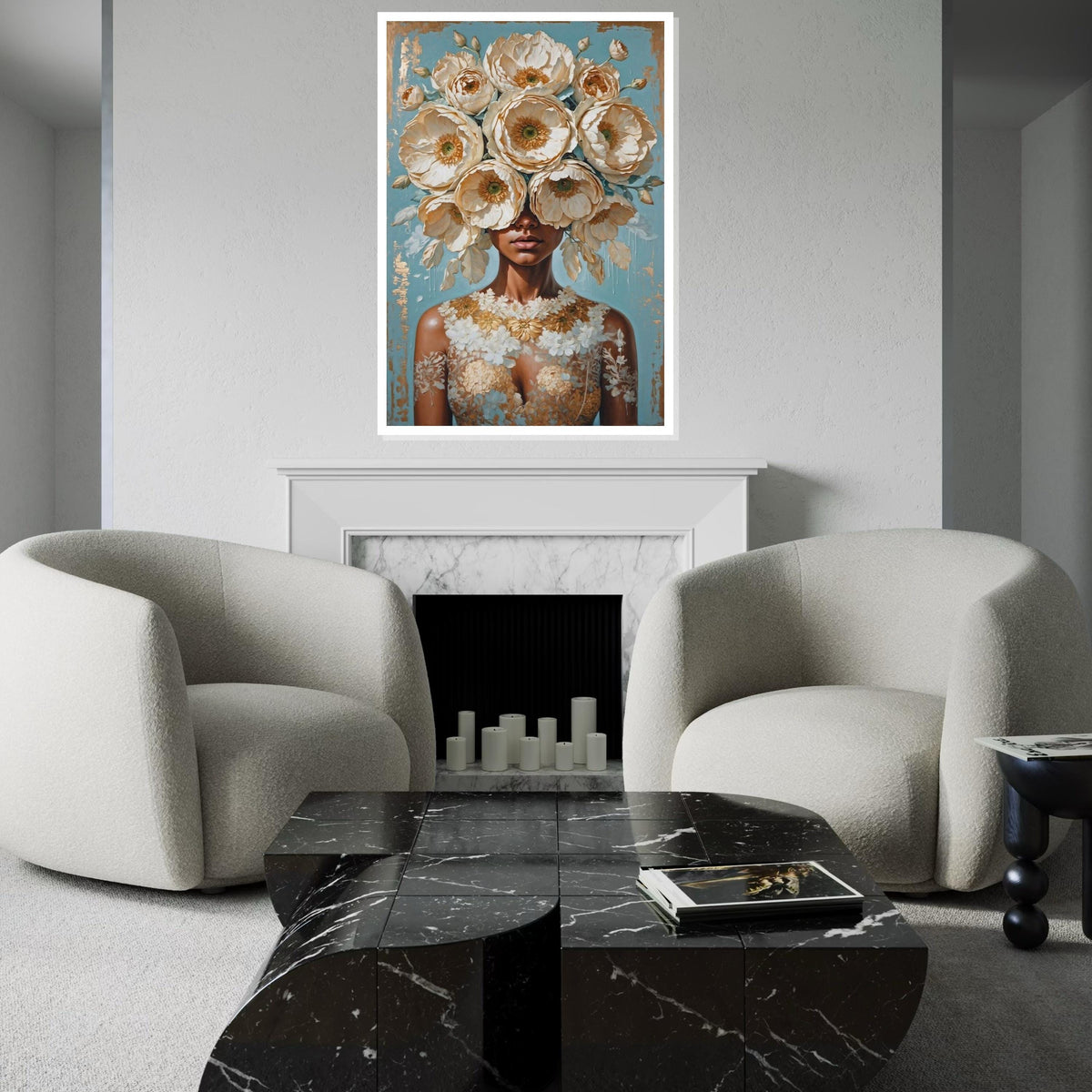 Floral Lady Canvas Art, Flower Head Woman Wall Art, Botanical Beauty Print, Wall Art Canvas Design, Ready to Hang Home Decoration