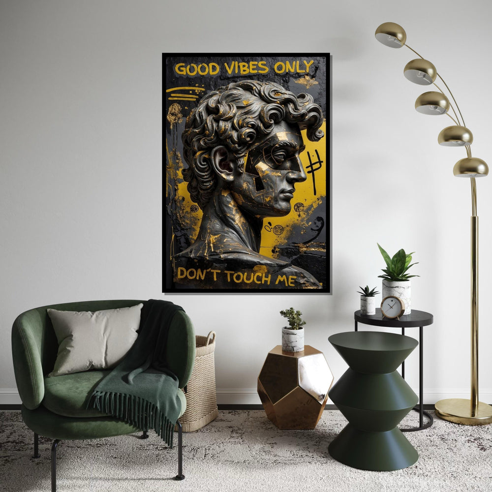 Abstract David Sculpture Canvas, Modern Michelangelo Wall Art, Graffiti Style Canvas Print, Artistic Decor, Ready to Hang Design