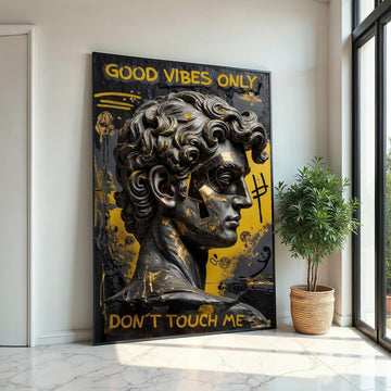 Abstract David Sculpture Canvas, Modern Michelangelo Wall Art, Graffiti Style Canvas Print, Artistic Decor, Ready to Hang Design