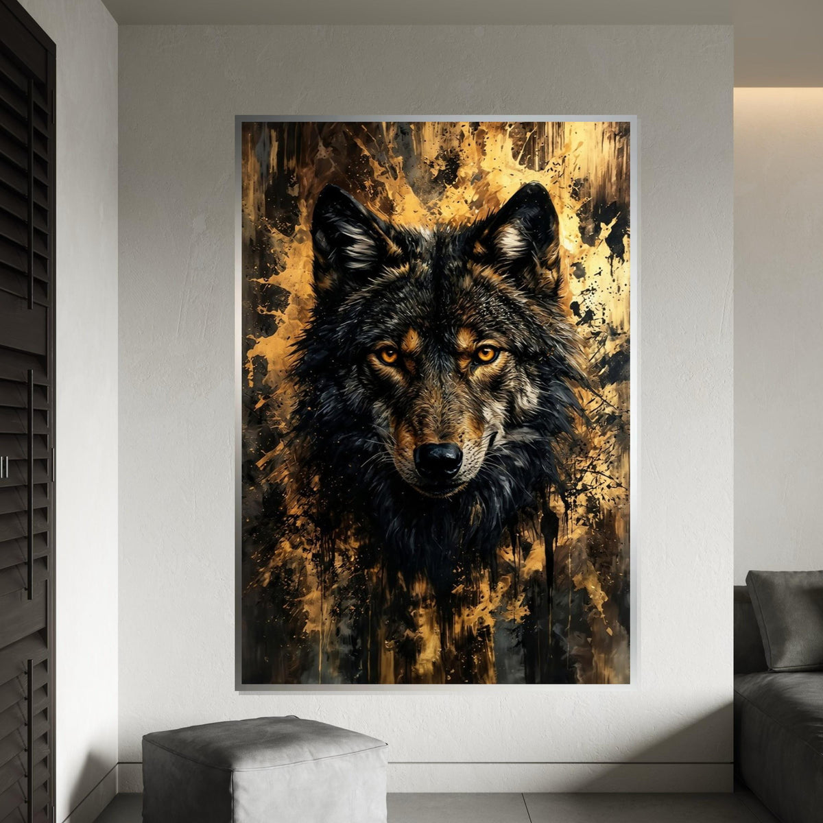 Fierce Wolf Canvas Art, Abstract Wolf Print, Animal Wall Art, Wolf Portrait, Wall Art Canvas Design, Ready to Hang Decoration