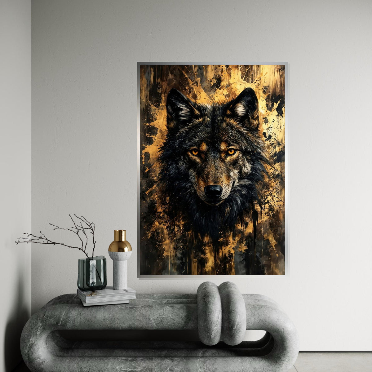 Fierce Wolf Canvas Art, Abstract Wolf Print, Animal Wall Art, Wolf Portrait, Wall Art Canvas Design, Ready to Hang Decoration