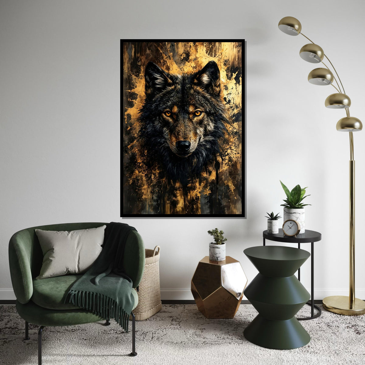 Fierce Wolf Canvas Art, Abstract Wolf Print, Animal Wall Art, Wolf Portrait, Wall Art Canvas Design, Ready to Hang Decoration