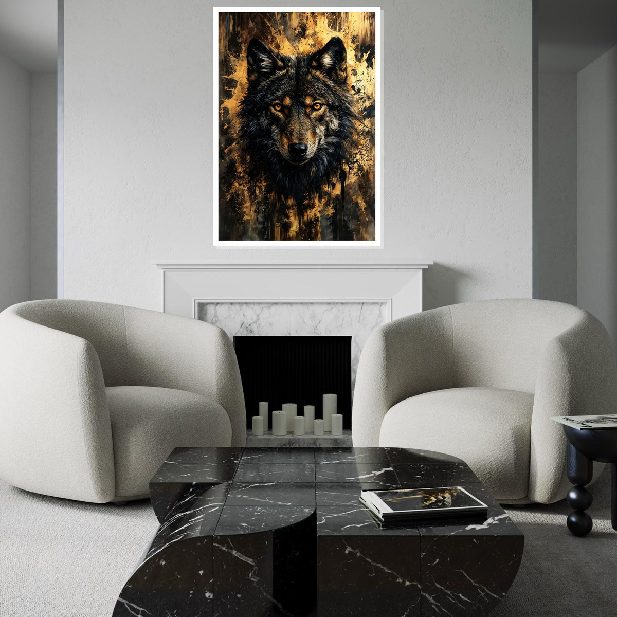 Fierce Wolf Canvas Art, Abstract Wolf Print, Animal Wall Art, Wolf Portrait, Wall Art Canvas Design, Ready to Hang Decoration