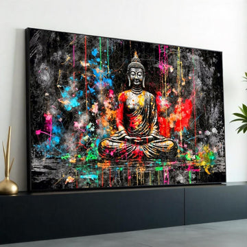 Vibrant Buddha Canvas, Colorful Meditation Art, Spiritual Wall Print, Zen Wall Art Canvas Design, Ready To Hang Home Decor