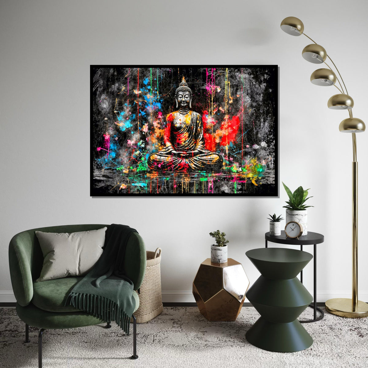 Vibrant Buddha Canvas, Colorful Meditation Art, Spiritual Wall Print, Zen Wall Art Canvas Design, Ready To Hang Home Decor