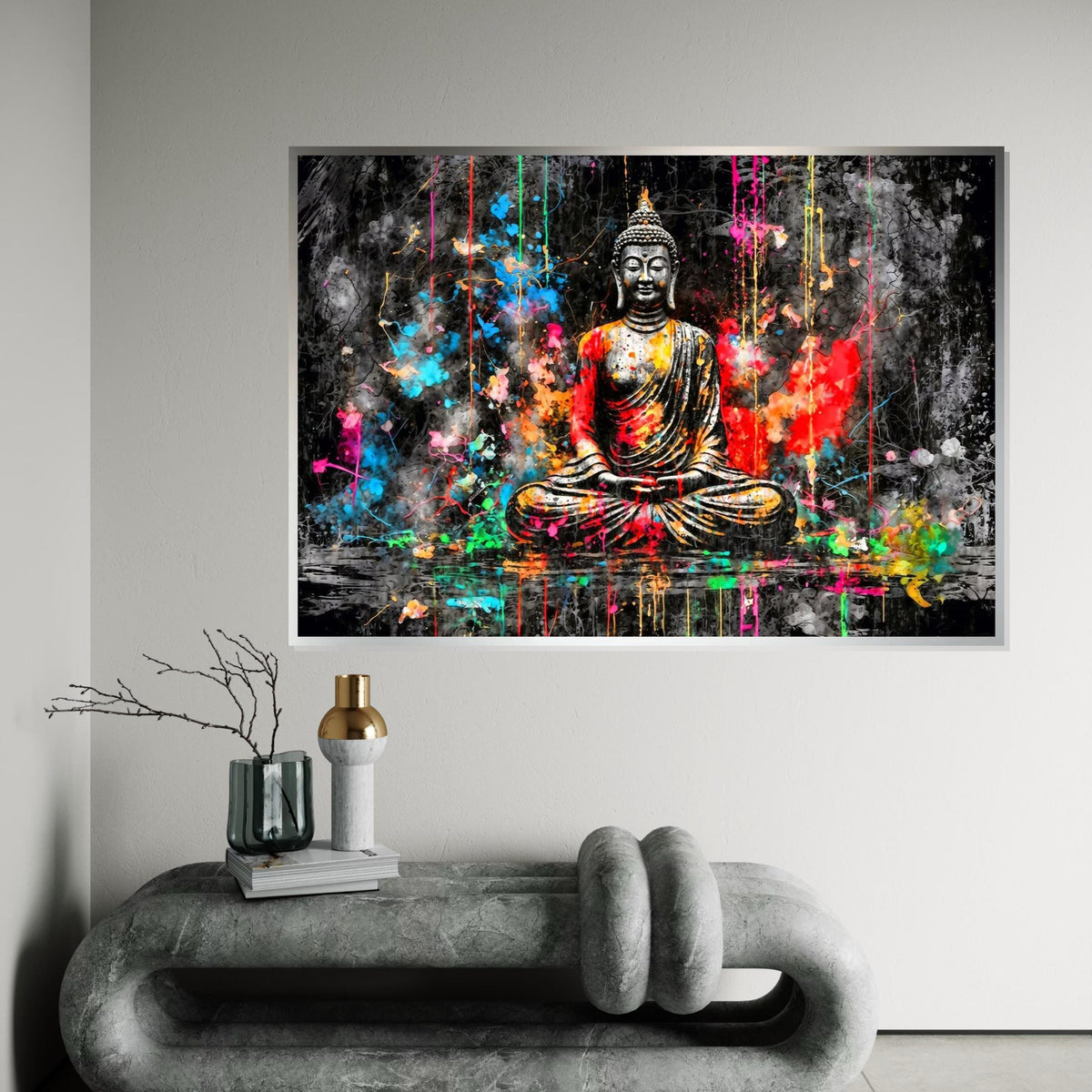 Vibrant Buddha Canvas, Colorful Meditation Art, Spiritual Wall Print, Zen Wall Art Canvas Design, Ready To Hang Home Decor
