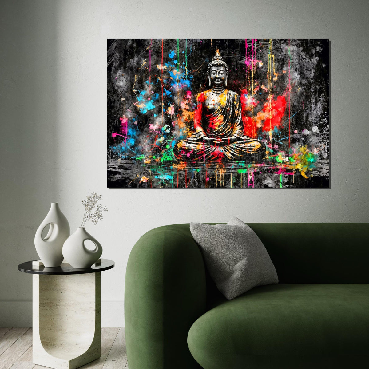 Vibrant Buddha Canvas, Colorful Meditation Art, Spiritual Wall Print, Zen Wall Art Canvas Design, Ready To Hang Home Decor
