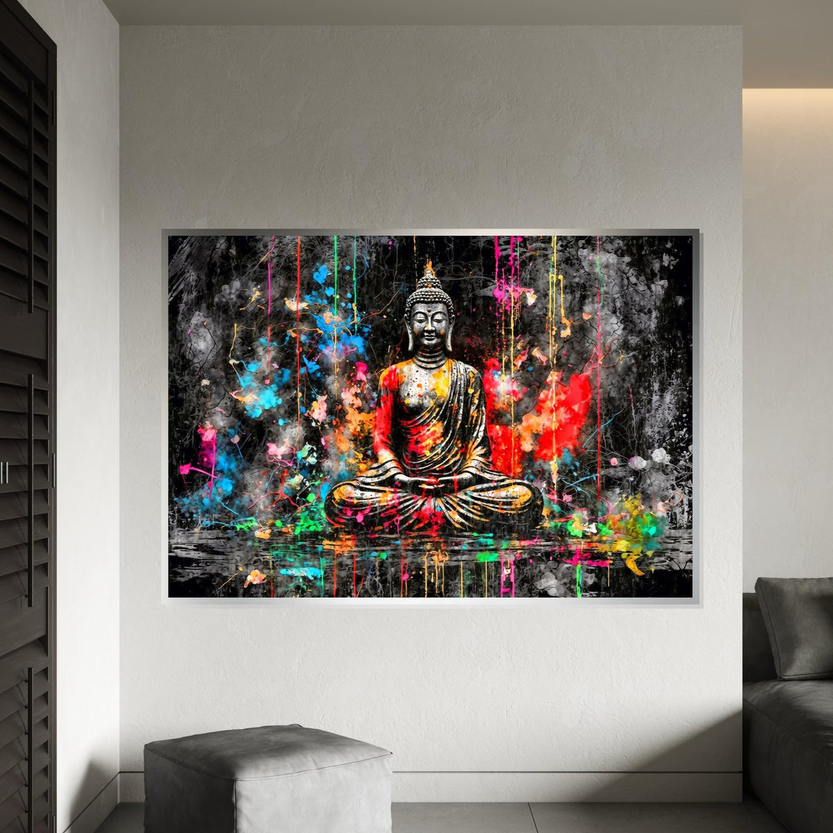 Vibrant Buddha Canvas, Colorful Meditation Art, Spiritual Wall Print, Zen Wall Art Canvas Design, Ready To Hang Home Decor