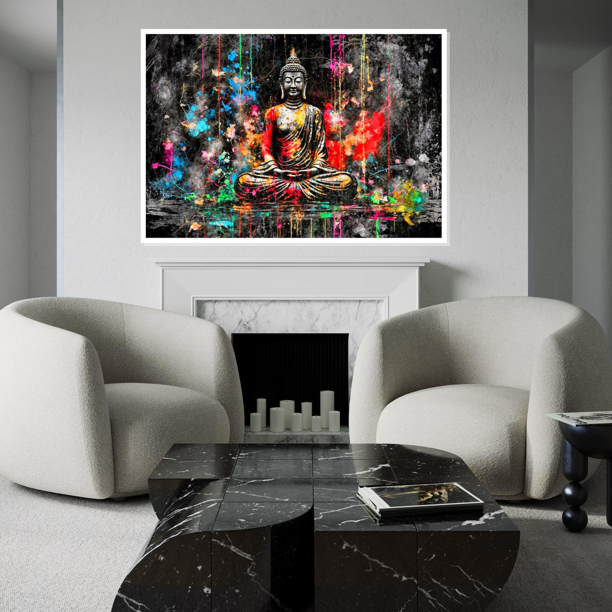 Vibrant Buddha Canvas, Colorful Meditation Art, Spiritual Wall Print, Zen Wall Art Canvas Design, Ready To Hang Home Decor