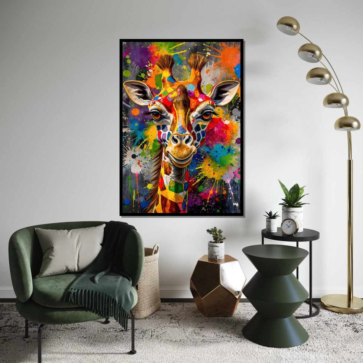 Vibrant Giraffe Canvas, Multicolor Giraffe Art, Animal Wall Art, Color Splash Print, Wall Art Canvas Design, Ready To Hang Decor
