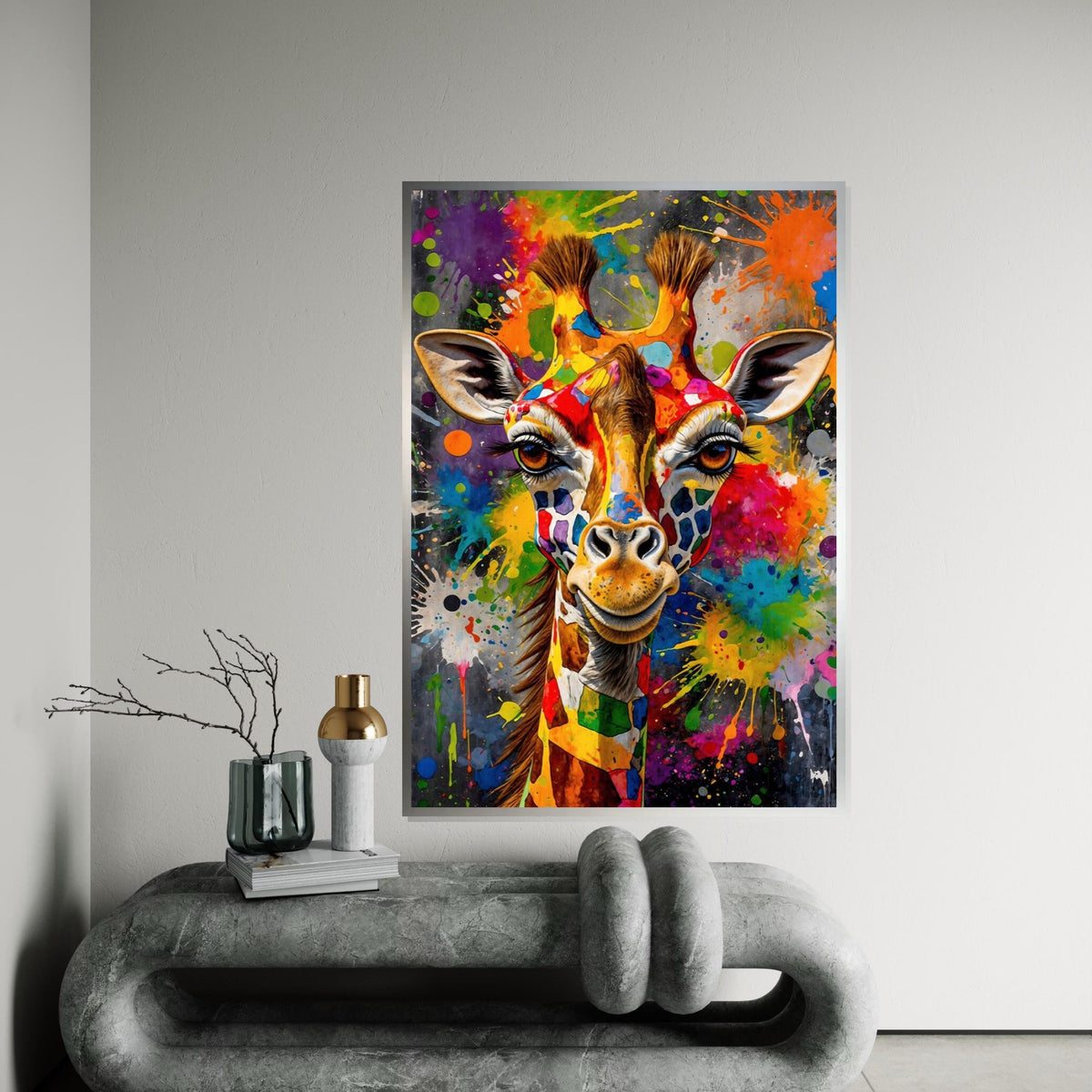 Vibrant Giraffe Canvas, Multicolor Giraffe Art, Animal Wall Art, Color Splash Print, Wall Art Canvas Design, Ready To Hang Decor