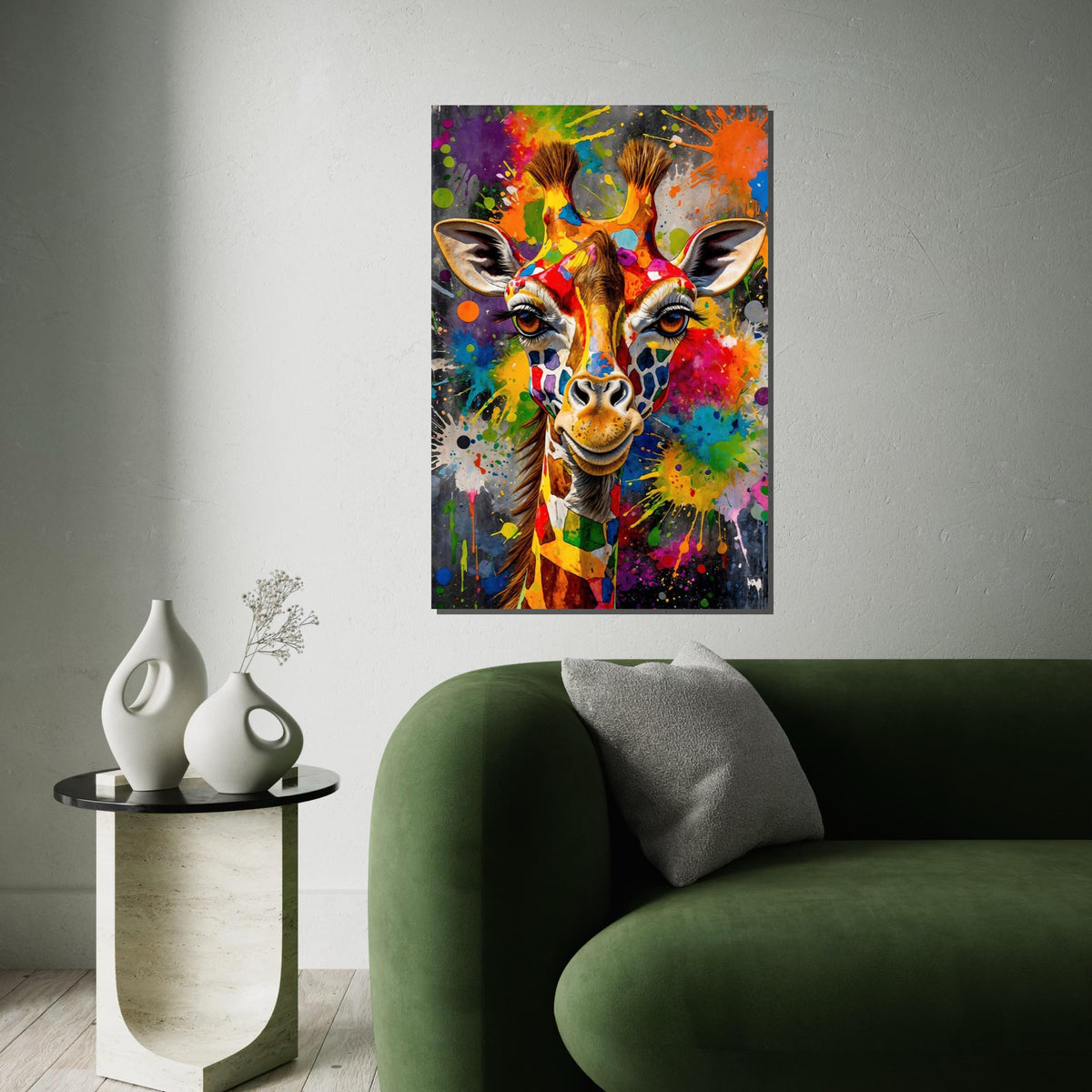 Vibrant Giraffe Canvas, Multicolor Giraffe Art, Animal Wall Art, Color Splash Print, Wall Art Canvas Design, Ready To Hang Decor