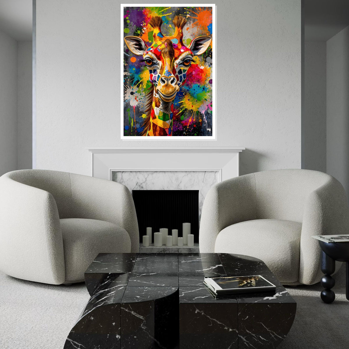Vibrant Giraffe Canvas, Multicolor Giraffe Art, Animal Wall Art, Color Splash Print, Wall Art Canvas Design, Ready To Hang Decor