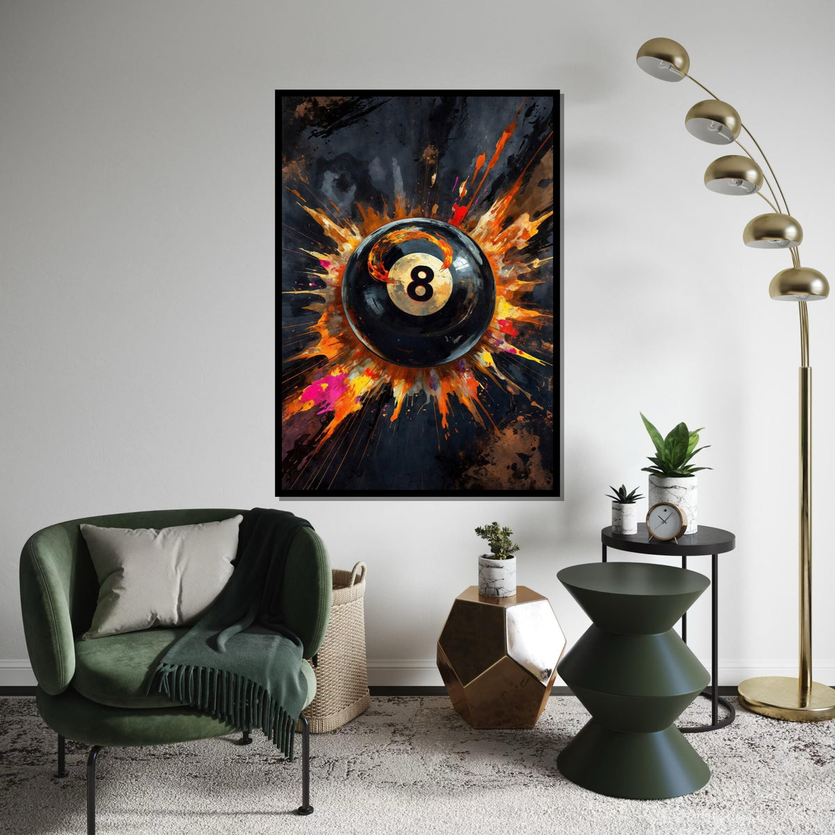 Fiery Eight Ball Canvas, Pool Art Print, Explosion Wall Art, Billiard Decor, Wall Art Canvas Design, Ready To Hang Decoration