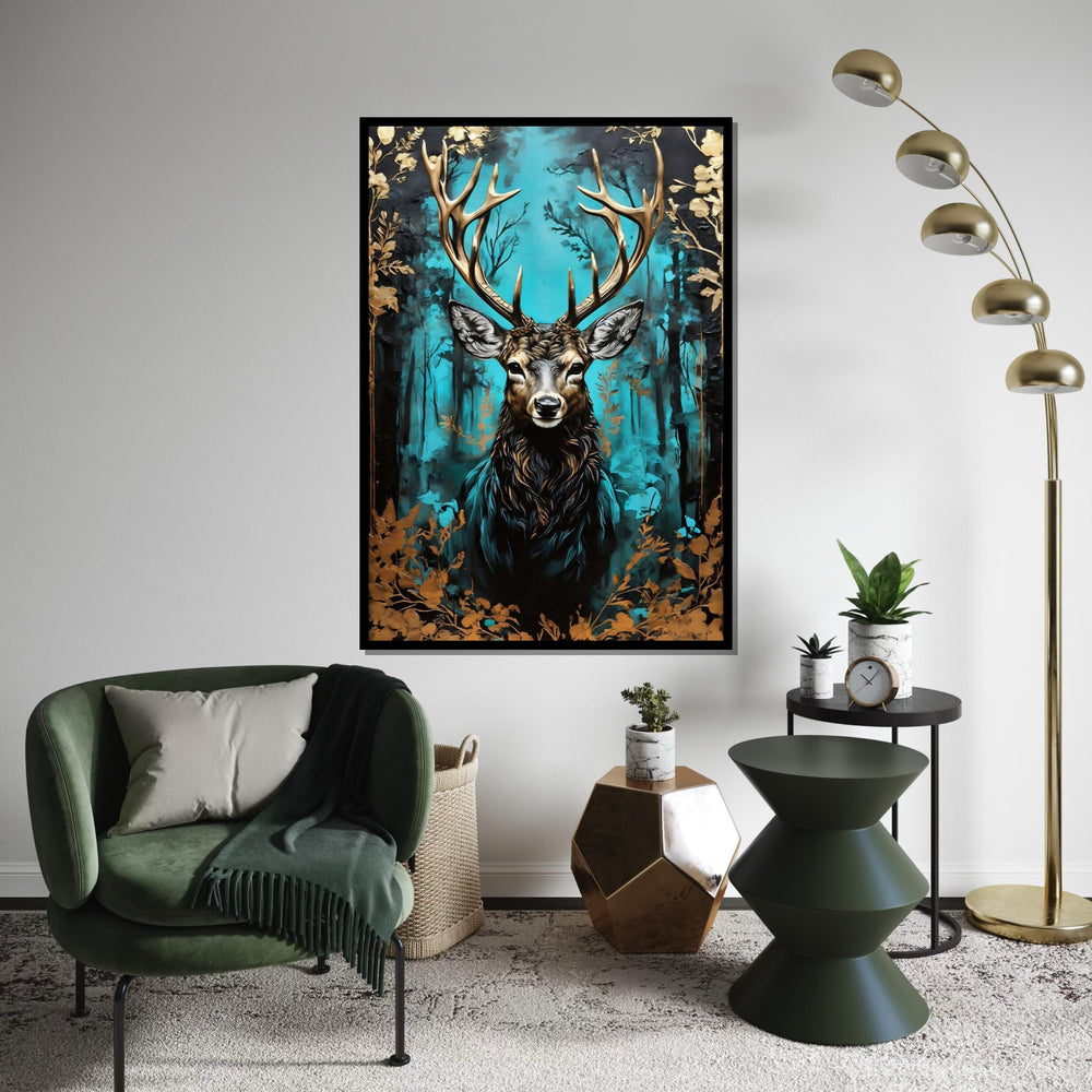 Majestic Stag Canvas, Deer in Forest Art, Wildlife Wall Art, Nature Poster, Wall Art Canvas Design, Ready To Hang Decoration