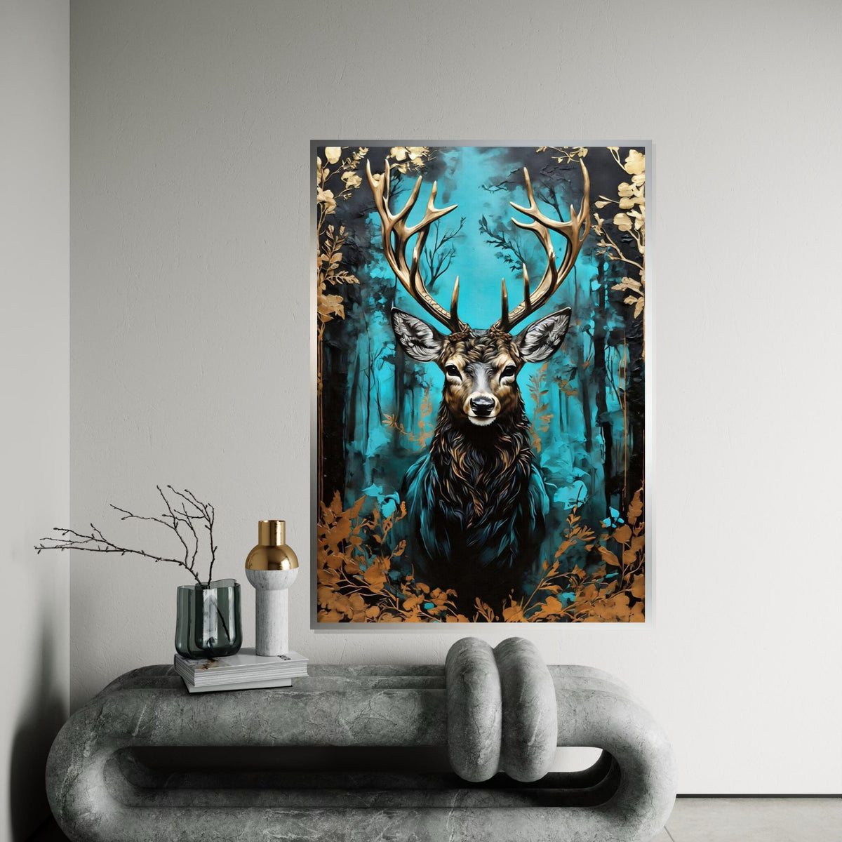 Majestic Stag Canvas, Deer in Forest Art, Wildlife Wall Art, Nature Poster, Wall Art Canvas Design, Ready To Hang Decoration