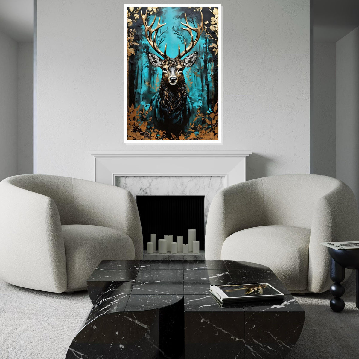 Majestic Stag Canvas, Deer in Forest Art, Wildlife Wall Art, Nature Poster, Wall Art Canvas Design, Ready To Hang Decoration